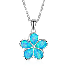 Load image into Gallery viewer, Red Clover 925 blue fire opal pendant
