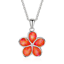 Load image into Gallery viewer, Red Clover 925 blue fire opal pendant
